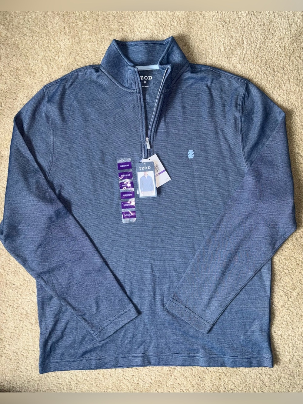 Izod Men’s Navy Blue Quarter-Zip Performance Pullover